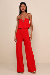 Power of Love Red Strapless Jumpsuit