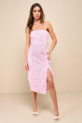 Elevated Sensation Blush Pink 3D Floral Embroidered Midi Dress