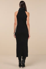 Savanah Black Turtleneck Midi Sweater Dress
