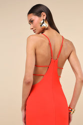 Annina Orange Cutout Column Maxi Dress