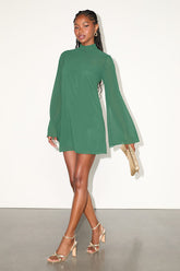 Perfected Charm Dark Green Bell Sleeve Mini Shift Dress