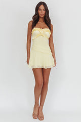 Dainty Frill Trim Mini Dress Yellow