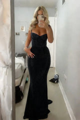 Sparkly Mermaid Sweetheart Red Long Prom Dress with Beading