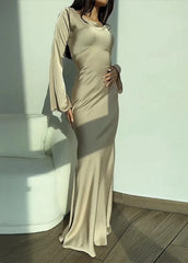 Aurora - Satin Long Sleeve Maxi Dress