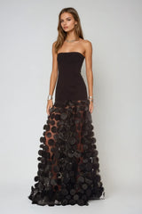 Boryana Dot Strapless Maxi Dress In Black