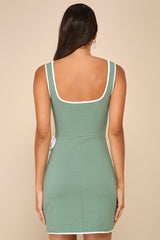 Adorable Decision Sage Green Sleeveless Faux-Wrap Mini Dress