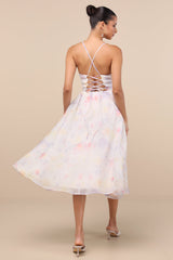 Claudina White Multi Pleated Lace-Up Midi Dress