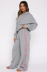 Lucky Thirteen Shaya Wide Leg Sweatpants Dark Grey Marle