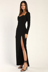 Glamorous Sweetheart Black Long Sleeve Maxi Dress