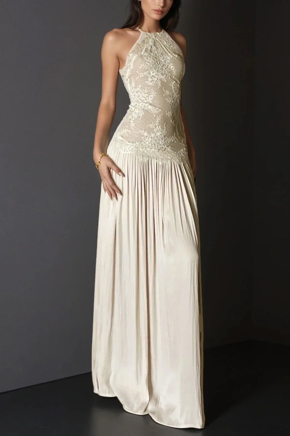 Cadwalader Lace Floral Ruch Maxi Dress