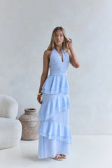 Path Of Fate Halter Maxi Dress Blue
